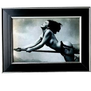 Vintage Nude Witch On Broom Wiccan Witch Wicca
